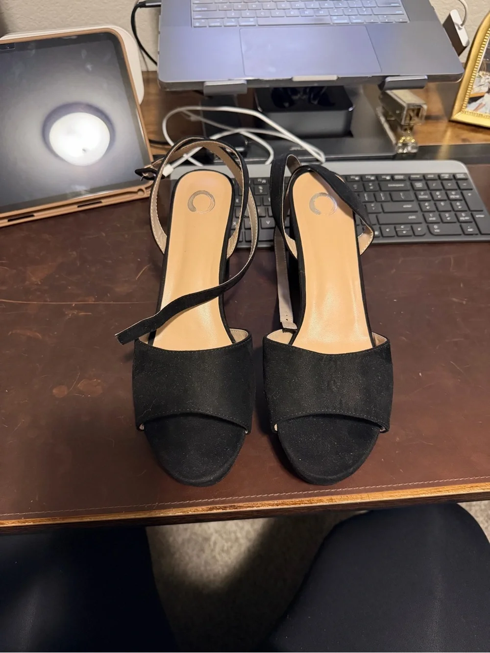 Black Open-Toe Slingback Heels